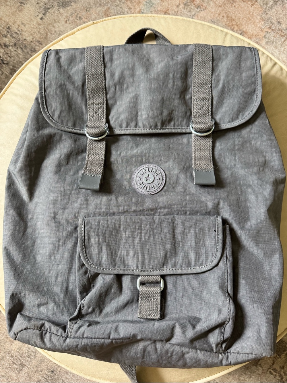 Kipling Gray Everyday Backpack with Front Pocket